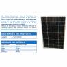 Auto Label Panel Solar Monocristalino 100W 12V, 1020x670 mm., Grosor 35 mm., 36 células, Alta Eficiencia 14,4%