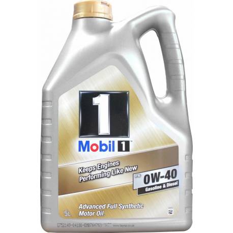 Aceite lubricante para coche Mobil 1 0W40 New Life 5 litros.